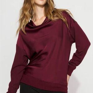 White House Black Market Satin Mix Snit Top Refined Red Size Small